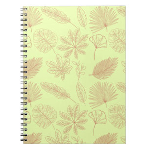 Cuaderno Patrón de hojas verdes pastel y beige