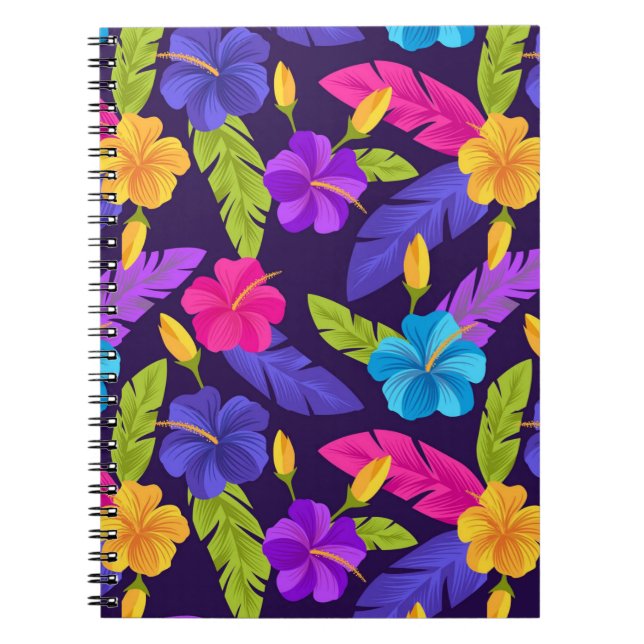 Cuaderno Patrón de hojas y flores tropicales-23857 (Frente)