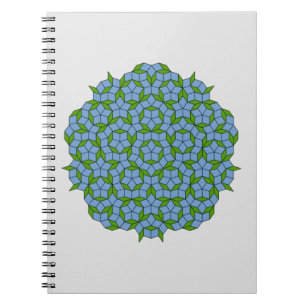 Cuaderno Patrón de hombus penrose verde y azul