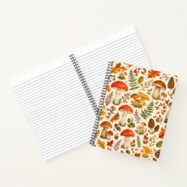 Cuaderno Patrón de hongo de otoño en acuarela