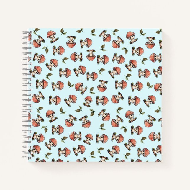 Cuaderno Patrón de hongo para bebé kawaii (Anverso)