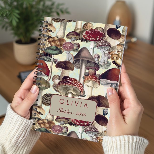 Cuaderno Patrón de hongo rojo blanco lindo (Subido por el creador)