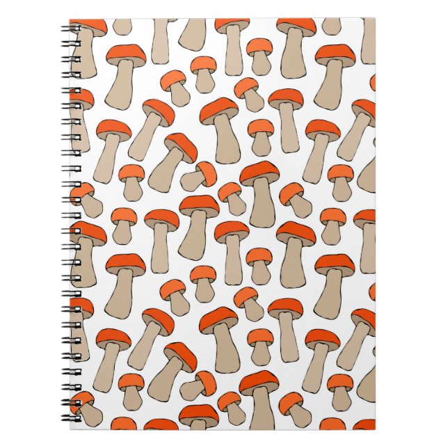 Cuaderno Patrón de hongos Aspen del Naranja Rojo (Frente)