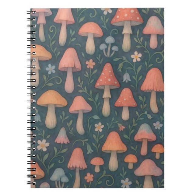 Cuaderno Patrón de hongos de acuarela sensacional (Frente)