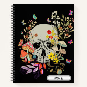 Cuaderno Patrón de hongos de flor de cráneo de Bonito moder