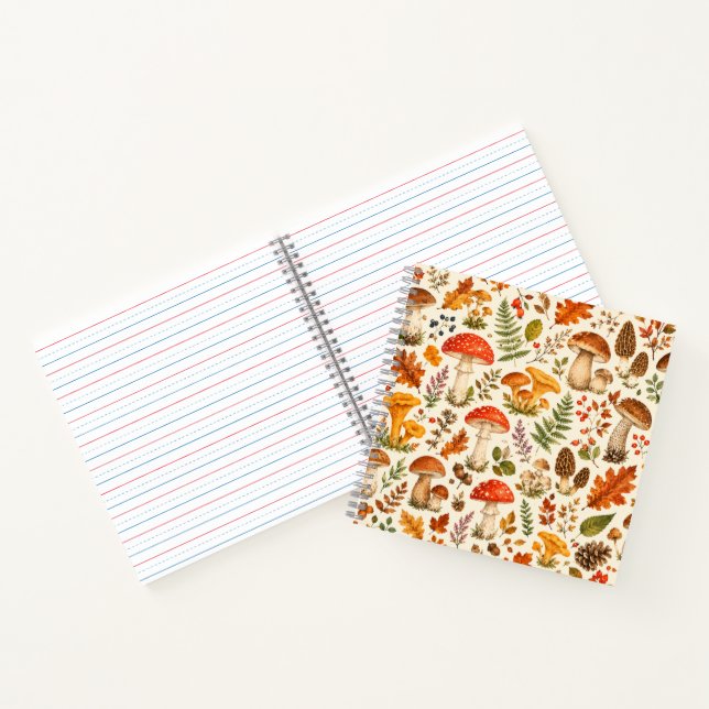 Cuaderno Patrón de hongos de otoño en acuarela (Interior)
