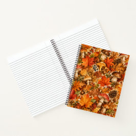 Cuaderno Patrón de hongos del bosque otoñal | Hojas acogedo