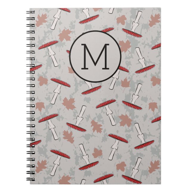 Cuaderno Patrón de hongos hongos hongos monograma cutáneo (Frente)