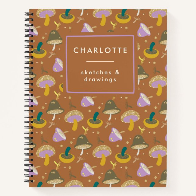 Cuaderno Patrón de hongos lindo Otoño Otoño Personalizado O (Anverso)
