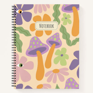 Cuaderno Patrón de hongos Retro Boho