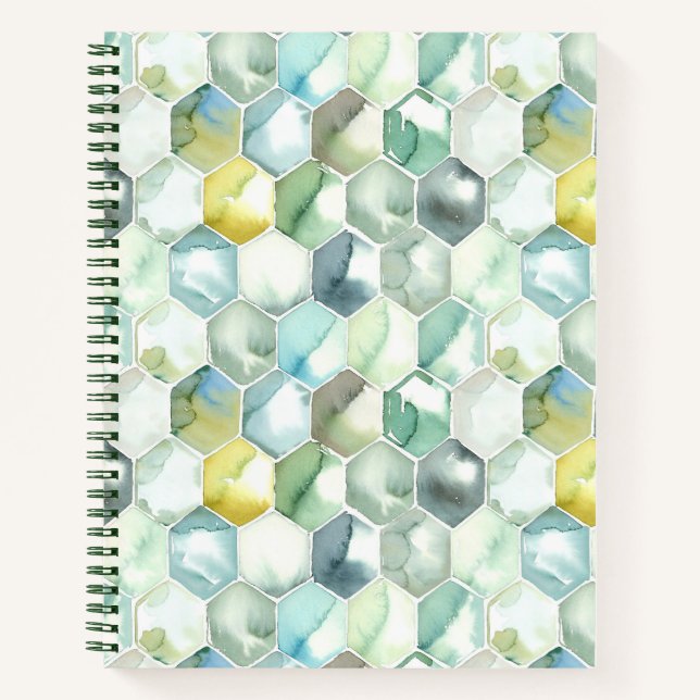 Cuaderno Patrón de Honycomb azul y verde (Anverso)