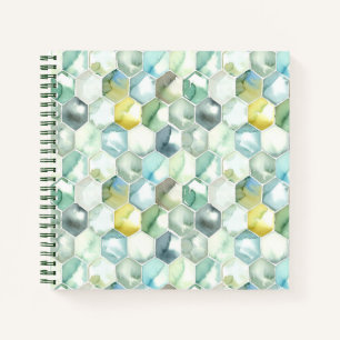 Cuaderno Patrón de Honycomb azul y verde