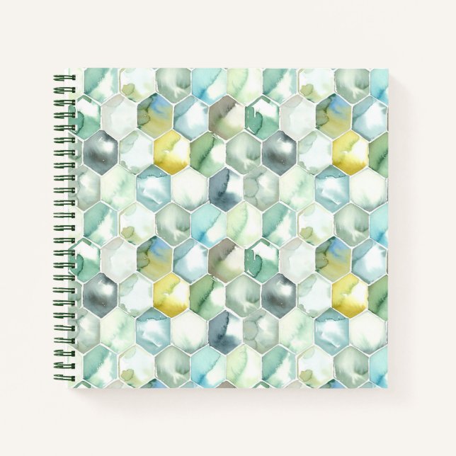 Cuaderno Patrón de Honycomb azul y verde (Anverso)
