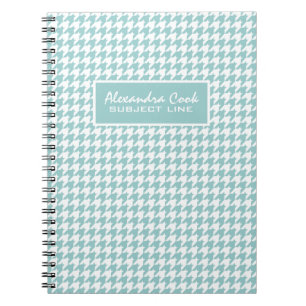 Cuaderno Patrón de Houndstoth azul y blanco monogramado