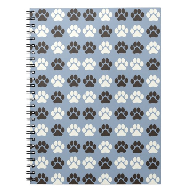Cuaderno Patrón de Huella de Garra Azul Plateado (Frente)
