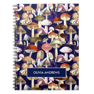 Cuaderno Patrón de huerto de hongos de hongos azules