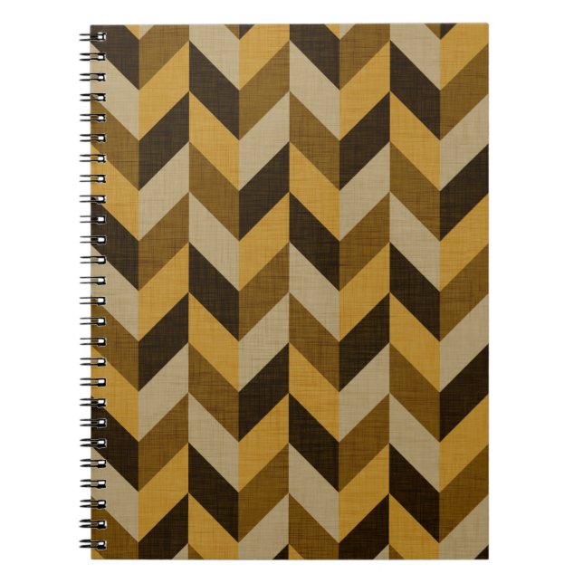 Cuaderno Patrón de hueso de arenque en dorado y marrón (Frente)