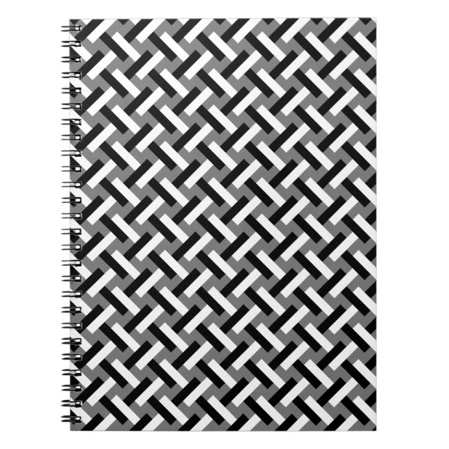 Cuaderno Patrón de hueso de arenque negro y blanco (Frente)