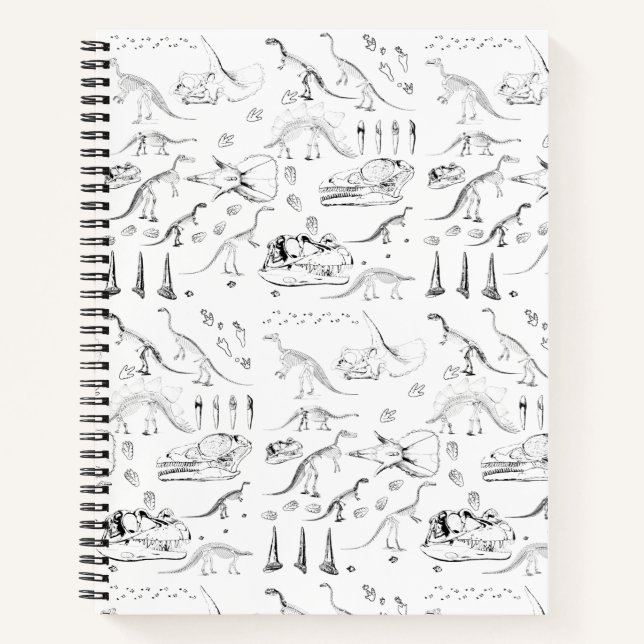 Cuaderno Patrón de huesos fósiles de dinosaurios (Anverso)