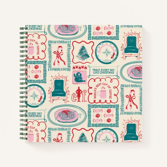 Cuaderno Patrón de iconos de vacaciones de Elf (Anverso)