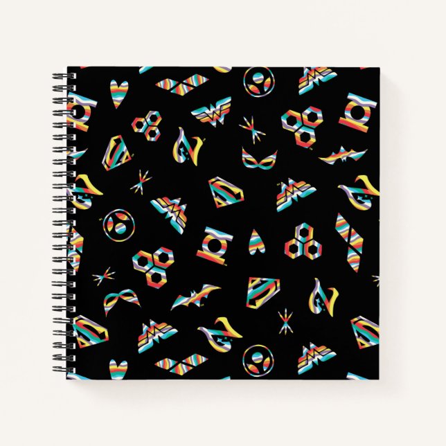 Cuaderno Patrón de iconos del arco iris de los superhéroes  (Anverso)
