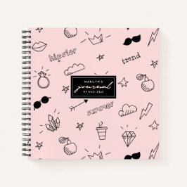Cuaderno Patrón De Iconos Dibujados A Mano De Hipster Cute 