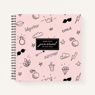 Cuaderno Patrón De Iconos Dibujados A Mano De Hipster Cute