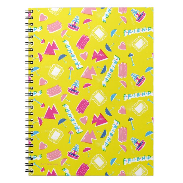 Cuaderno Patrón de iconos Neon FRIENDS™ (Frente)