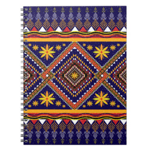 Cuaderno Patrón de ikat oriental geométrico étnico tradicio