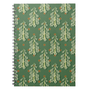 Cuaderno Patrón de Ilustracion de árboles de Navidad vintag
