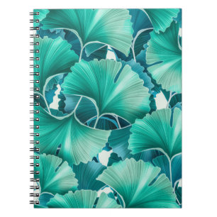 Cuaderno Patrón de ilustracion de ginkgo biloba verde