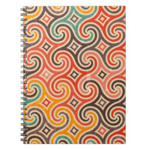 Cuaderno Patrón de ilustracion de giros retro