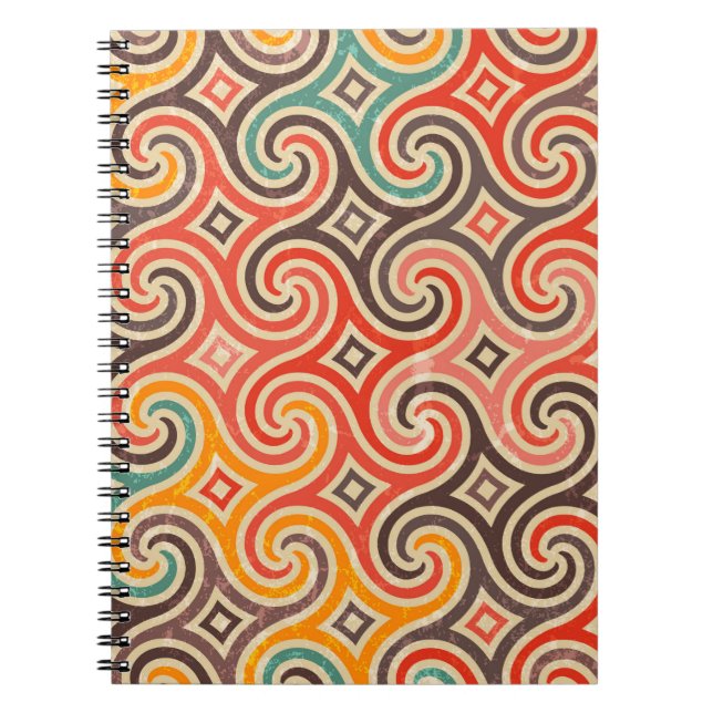 Cuaderno Patrón de ilustracion de giros retro (Frente)