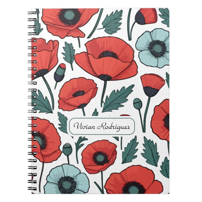 Cuaderno Patrón de Ilustracion de las flores de adormidera  (Frente)