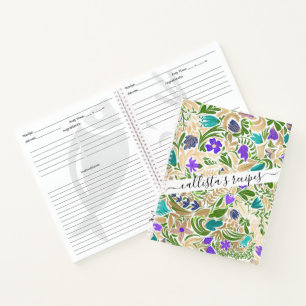 Cuaderno Patrón de Ilustracion dorado de hojas florales