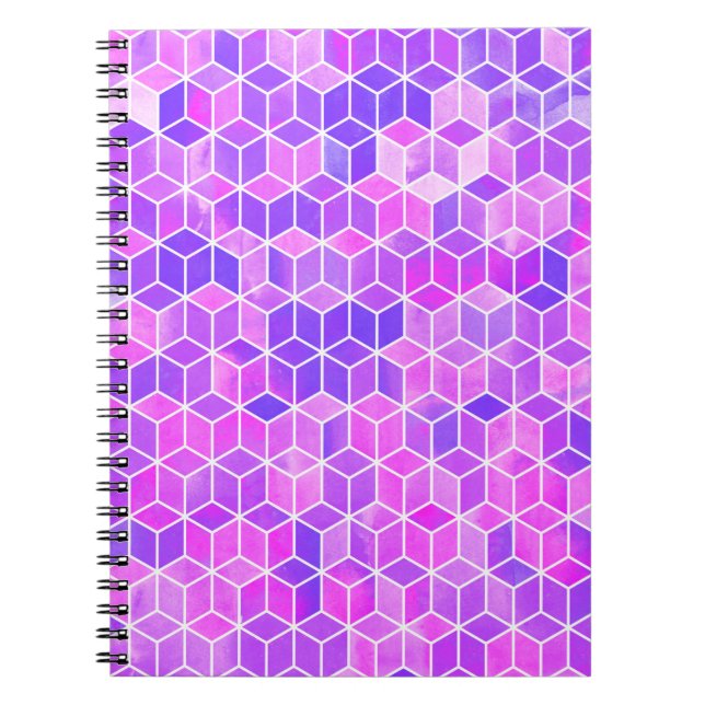 Cuaderno Patrón de ilustracion hexagonal de acuarela (Frente)