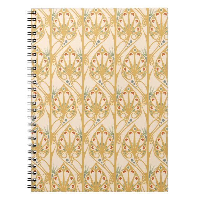 Cuaderno Patrón de ilustracion retro art nouveau (Frente)