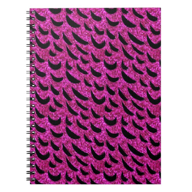 Cuaderno Patrón de impresión de animales de Purpurina negro (Frente)