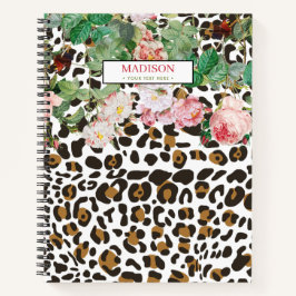 Cuaderno Patrón de impresión de animales leopardo Floral vi
