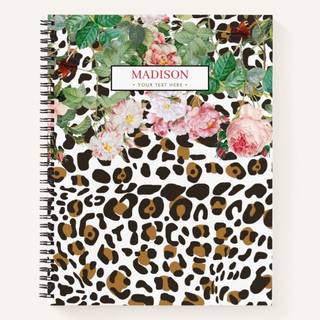 Cuaderno Patrón de impresión de animales leopardo Floral vi (Anverso)