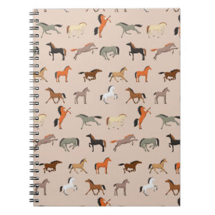 Cuaderno Patrón de impresión de caballos, niños y Chicas, r