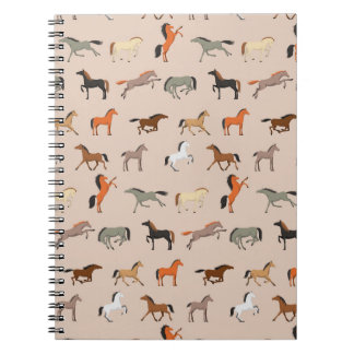 Cuaderno Patrón de impresión de caballos, niños y Chicas, r