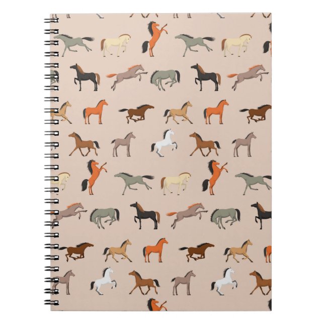 Cuaderno Patrón de impresión de caballos, niños y Chicas, r (Frente)
