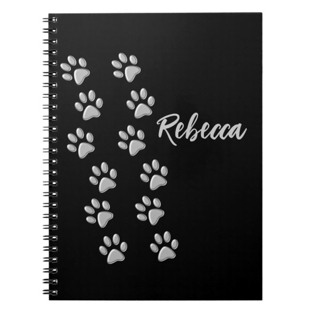 Cuaderno Patrón de impresión de fondo negro de las hojas de (Frente)