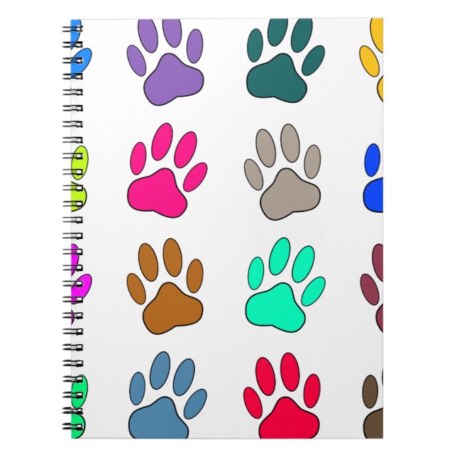Cuaderno Patrón de impresión de hojas de perro multicolores (Frente)