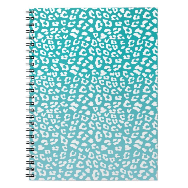 Cuaderno Patrón de impresión de leopardo de color turquesa (Frente)