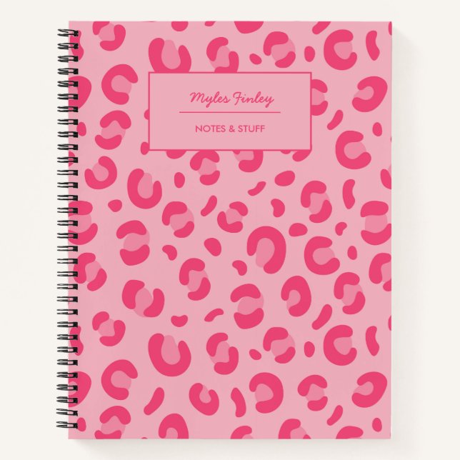 Cuaderno Patrón de impresión de leopardo rosa (Anverso)