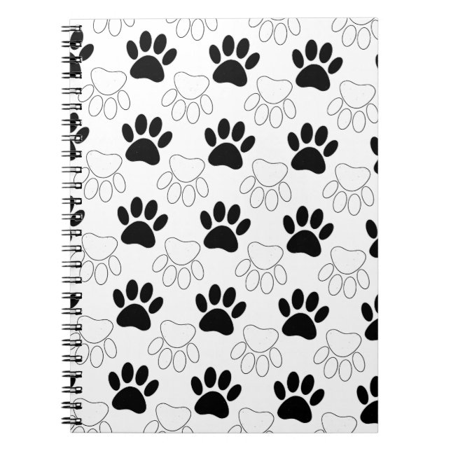 Cuaderno Patrón De Impresión De Papas De Perro Negro Y Blan (Frente)