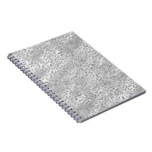 Cuaderno Patrón de impresión de piel de leopardo plateado