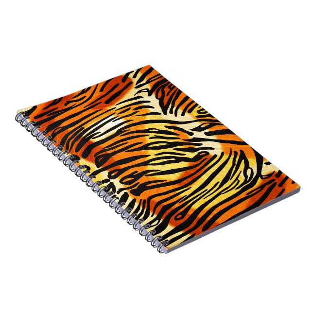 Cuaderno Patrón de impresión del piñón del tigre rayado (Lado Derecho)